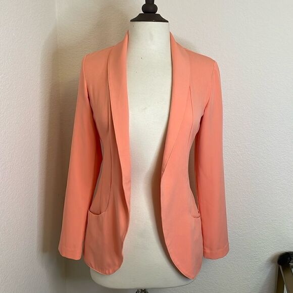 DYNAMITE coral collared blazer with pockets | size XS - Picture 2 of 9